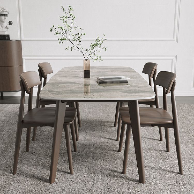 Mesa de comedor rectangular de piedra sinterizada moderna para comedor
