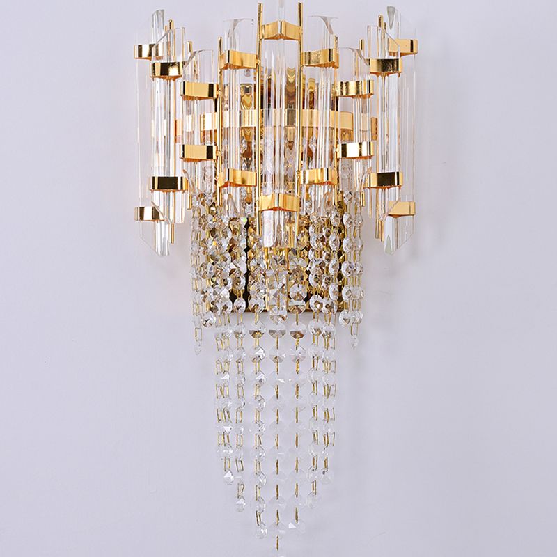 Lámpara de pared de oro de cristal en el estilo artístico moderno de metal electroplacado de 3 luces.