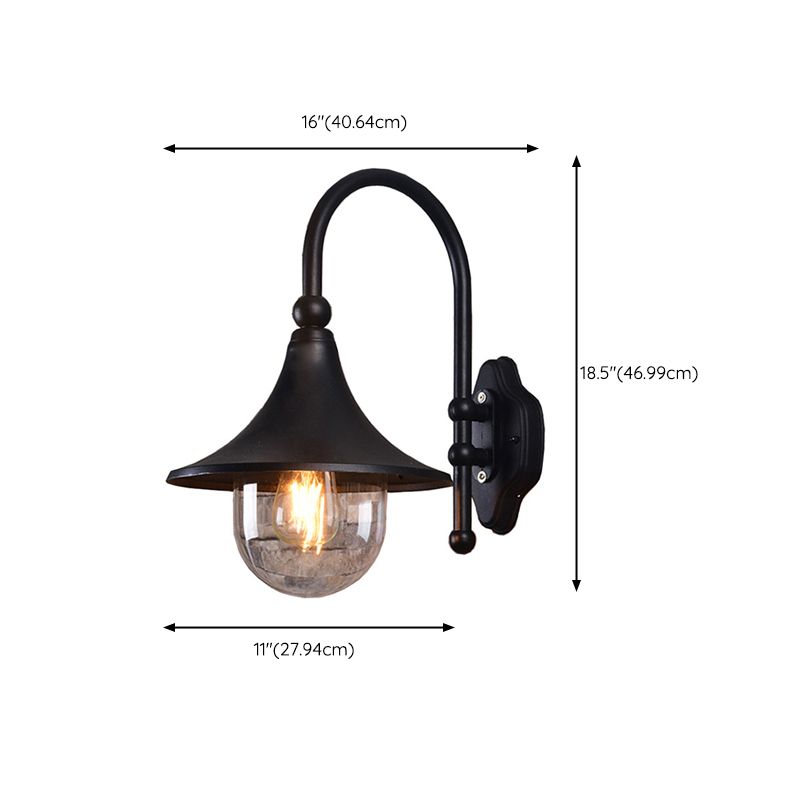 Cone Shape Metal Wall Light Industrial Style 1 Light Wall Light Sconce in Black