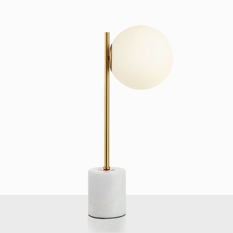 Simplicity Style Frosted Glass Globe Table Lamp White Marble Base Home Decorative Lighting Fixture