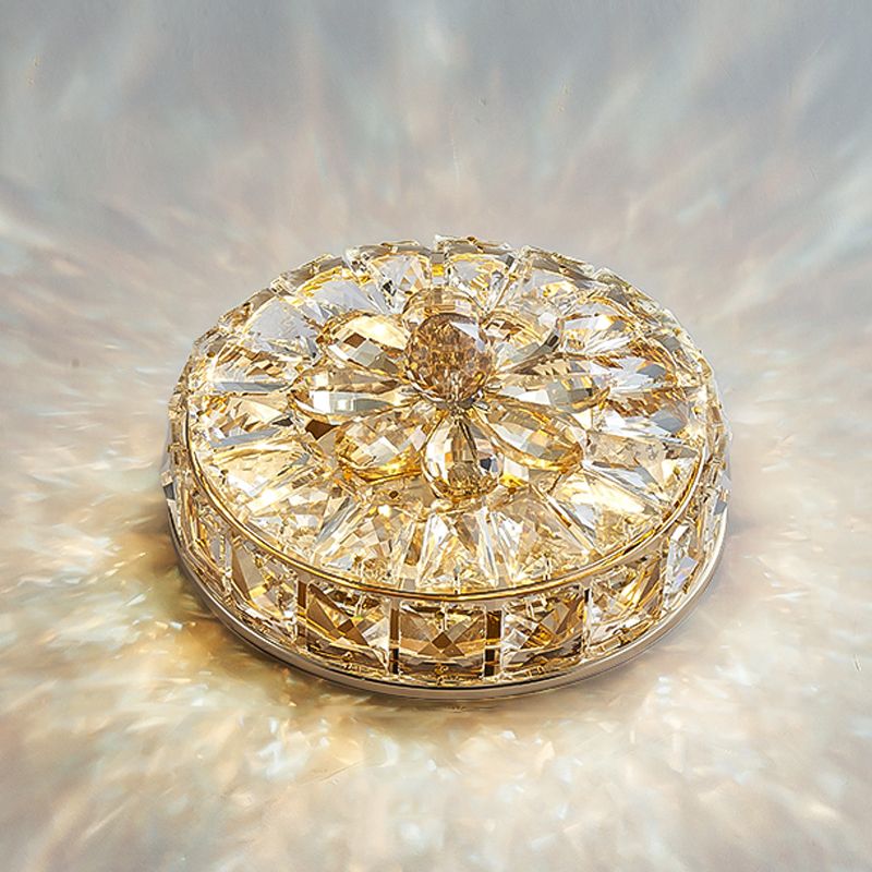 Modern Simple Style Ceiling Lamp Geometric Crystal Flush Mount with Hole 3-4.5'' Dia