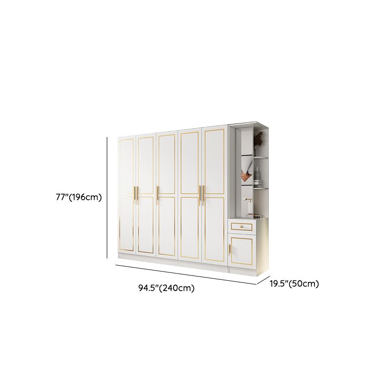 White Engineered Wood Wardrobe Armoire Modern Wardrobe Cabinet