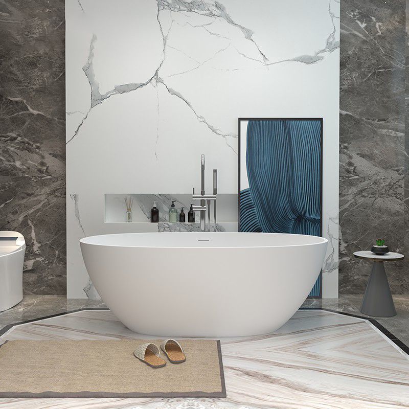 Modern Stone Oval Bathtub Antique Finish Freestanding Bath Tub