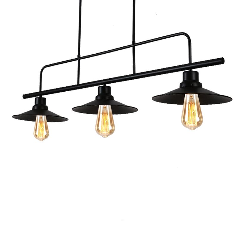 Metal 3 Lights Island Pendant Lighting Flared Industrial Island Light Fixtures for Dining Room