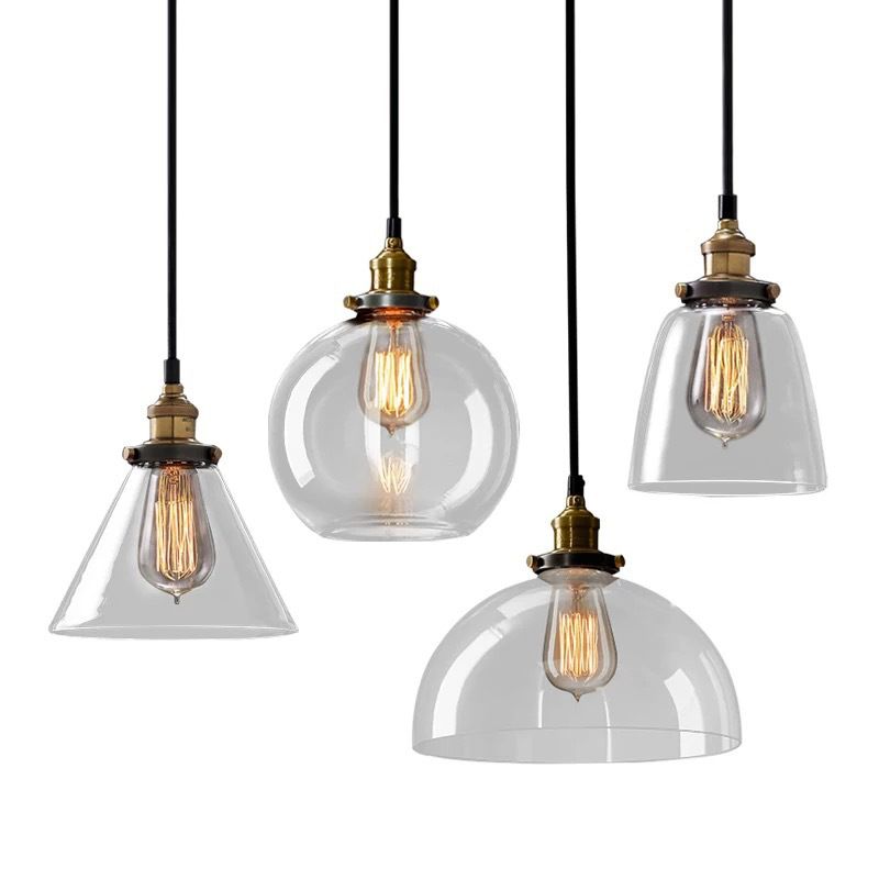 1 kit d'éclairage léger en verre industriel rétro lumière suspendue avec cordon suspendu pour restaurant