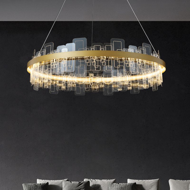 Chandelier LED Metropolitan LED MINMINATIVE LOCE D'OR ACRYLIQUE PRENDANT LEU