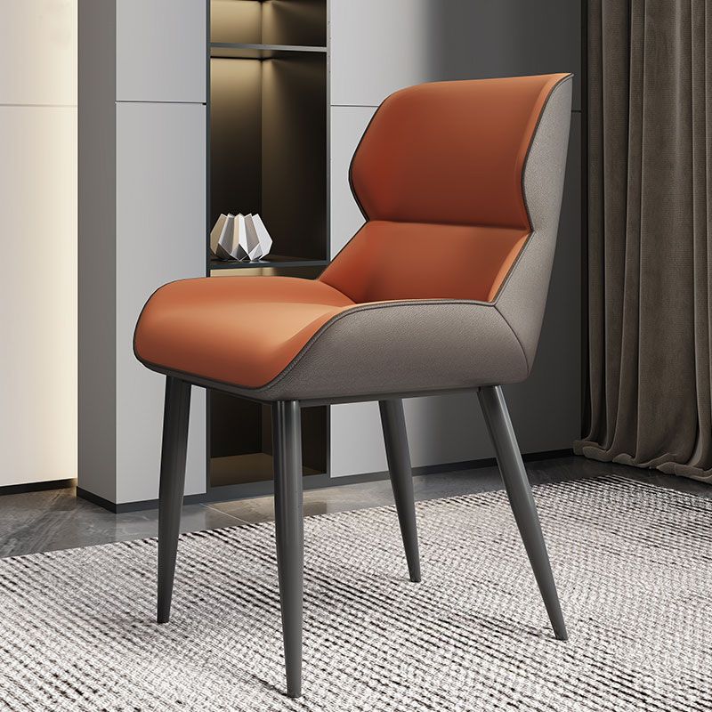 Modern Style Parsons Dining Chair Faux Leather Armless Dining Chair
