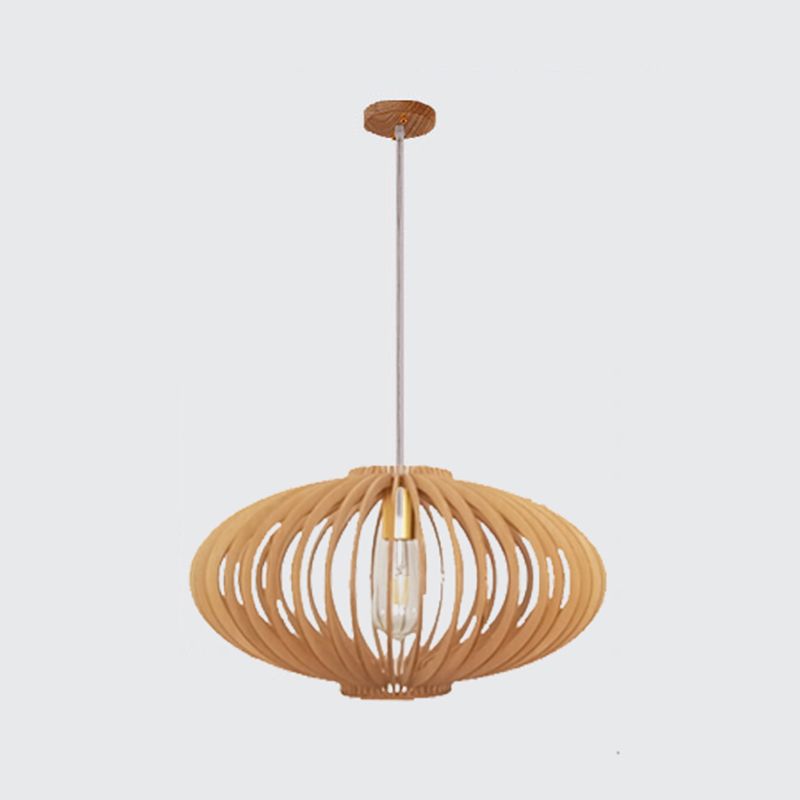 Geometric Shape Wood Hanging Light Modern 1 Light Hanging Light Mount Fixture in Brown