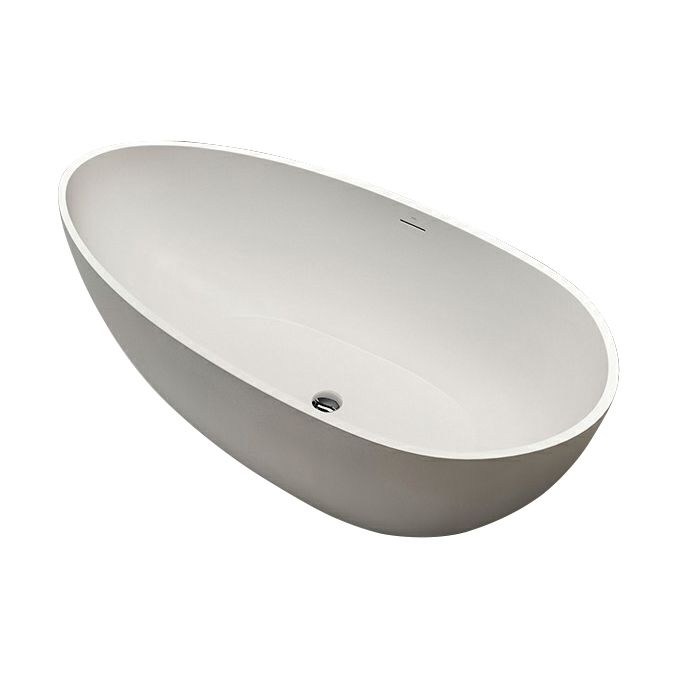 Modern Stone Freestanding Bathtub White Soaking Bathtub for Bathroom