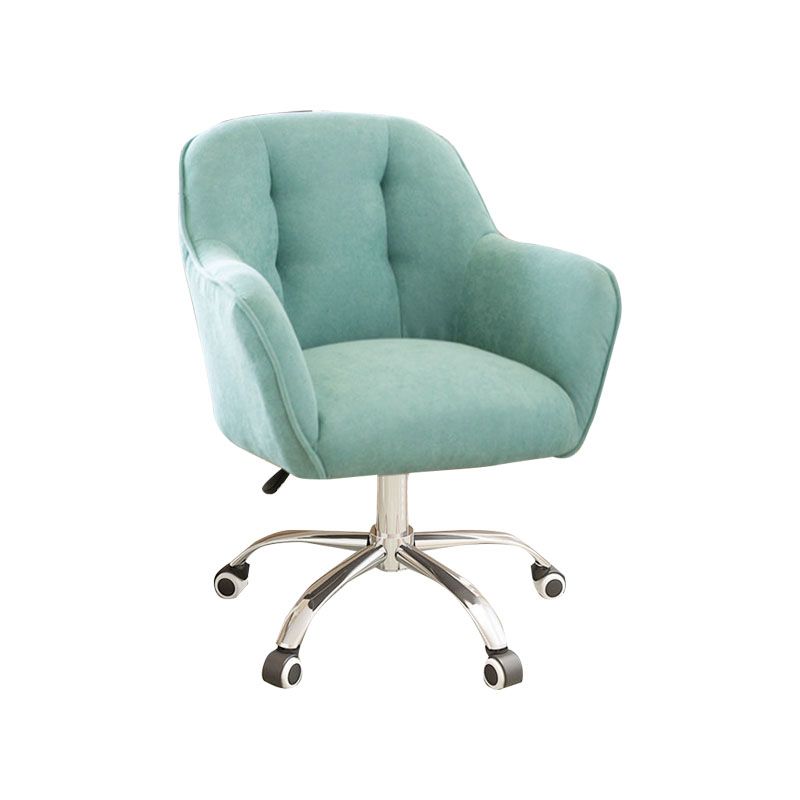 Mid Back Office Chair Rotatable Upholstered Desk Chair with Wheels