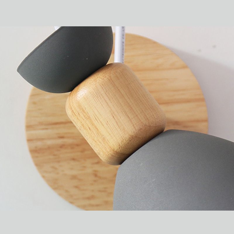 Modern Creative Macaron Wall Lampada a parete in legno Luce murale geometrica con tonalità in ferro battuto