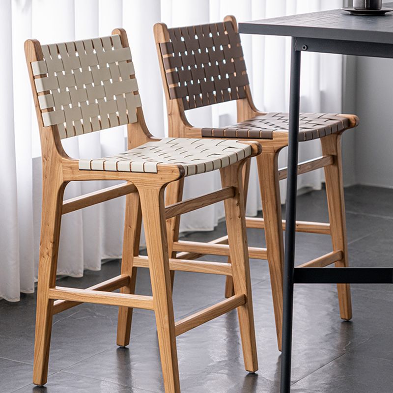 Contemporary 37" Height Solid Wood Backrest Counter High Stool