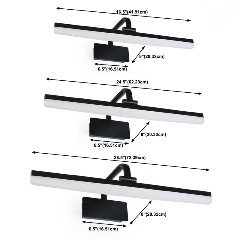 Metal Linear Shade Wall Sconce Modern Style 1- Montaggio parete specchio Luce Luce in nero