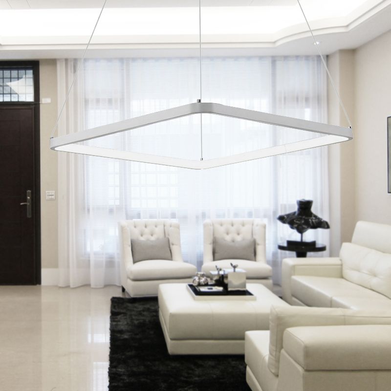 Square Chandelier Pendant Modernism Acrylic 1/2/3-Head Bedroom Ceiling Lighting Fixture in Warm/White/Natural Light