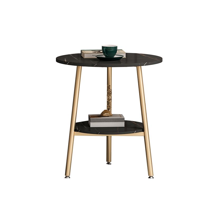 Modern Slate Top Round Double Tier End Table 3 Legs End Table