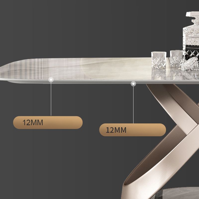Ensemble de restauration gris en pierre fritrée moderne avec table rectangle et base de piédestal à la maison Utilisation
