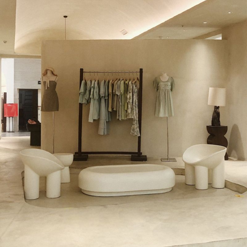 Contemporary 1 Single Coffee Table Oval Cocktail Table with Storage