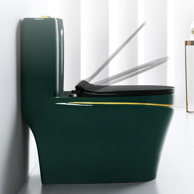 Traditional Green Ceramic Flush Toilet Floor Mounted Urine Toilet for Washroom