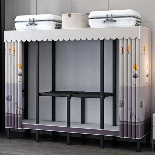 Folding Contemporary Wardrobe Armoire Steel Frame Wardrobe Cabinet for Bedroom