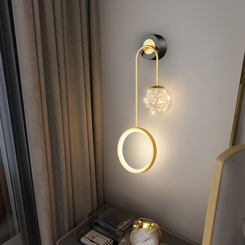 Modern Style Spherical Shape Wall Sconce Glass 2 Light Sconces for Bedroom