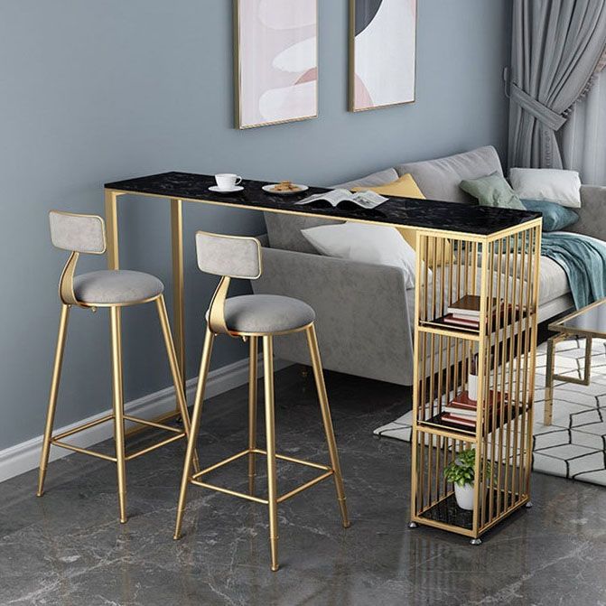 1/3 Pieces Luxurious Rectangular Pub Table Set Artificial Marble Top Bar Table Set