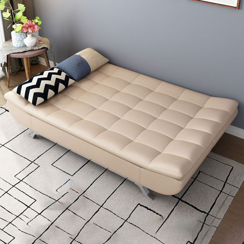 Hair Pin Legs Biscuit Back Armless Sofa with Slipcover for Living Room