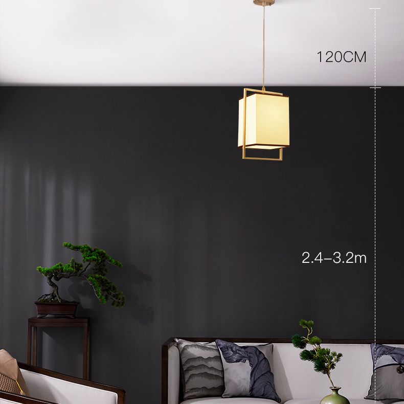 Minimalistische rechteckige Pendelleuchte Lampenmaterial 1 Kopf Diner hängende Licht mit Rahmen in Gold