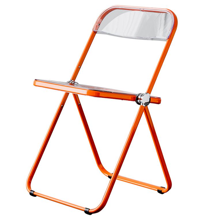 Silla de comedor plegable con respaldo abierto, silla de comedor individual sin brazos con patas de metal
