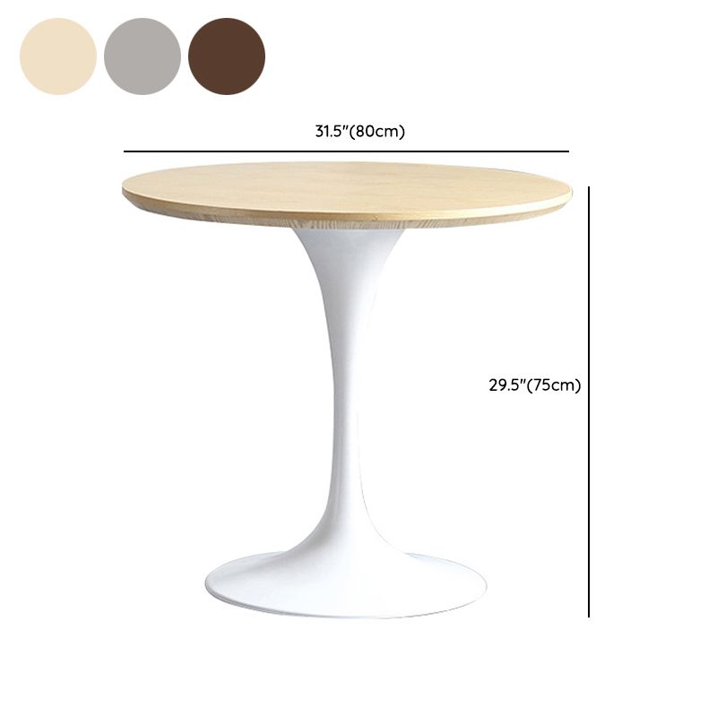 Modern Wood Tabletop Round Dining Table with Metal Tulip Base