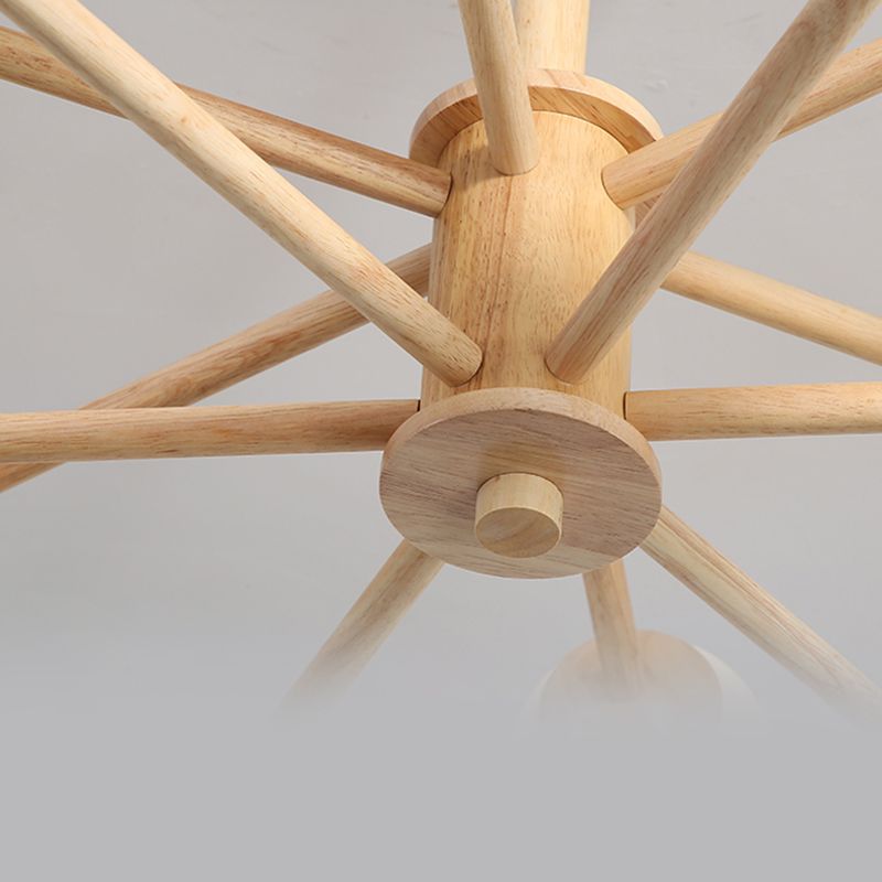 Modern Simplicity Starburst Suspended Lighting Fixture Wood Hanging Ceiling Fixture for Restaurant