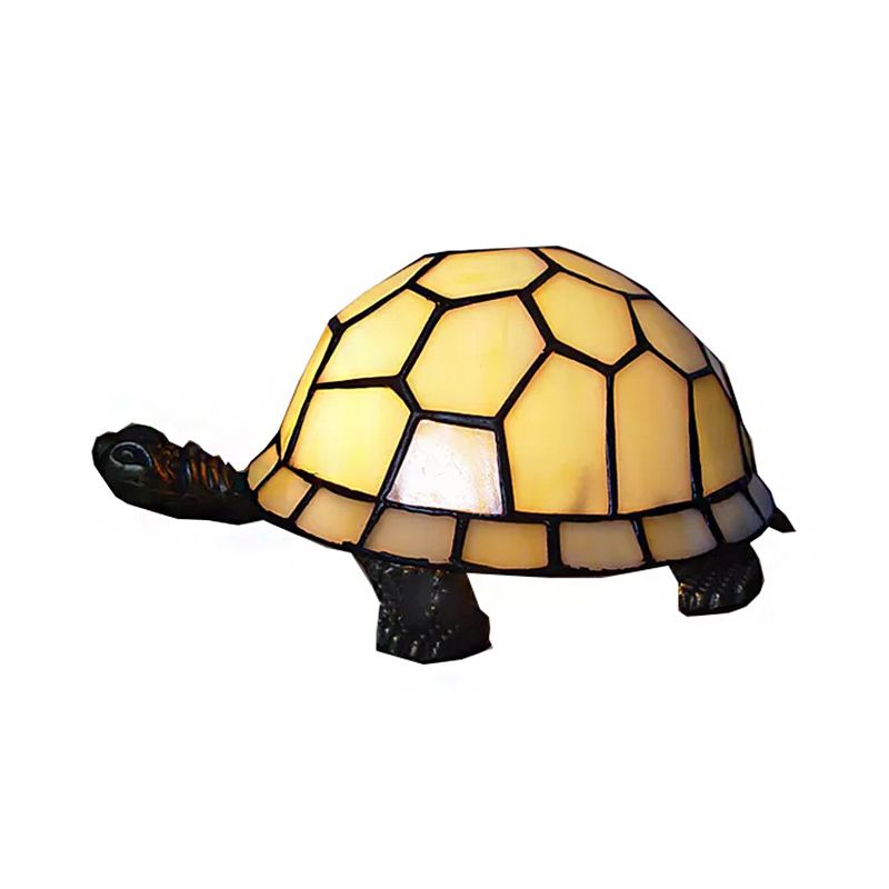 Stained Glass Tortoise Table 1 Light Lighting Tiffany Decorative Indoor Lighting in Beige/Yellow