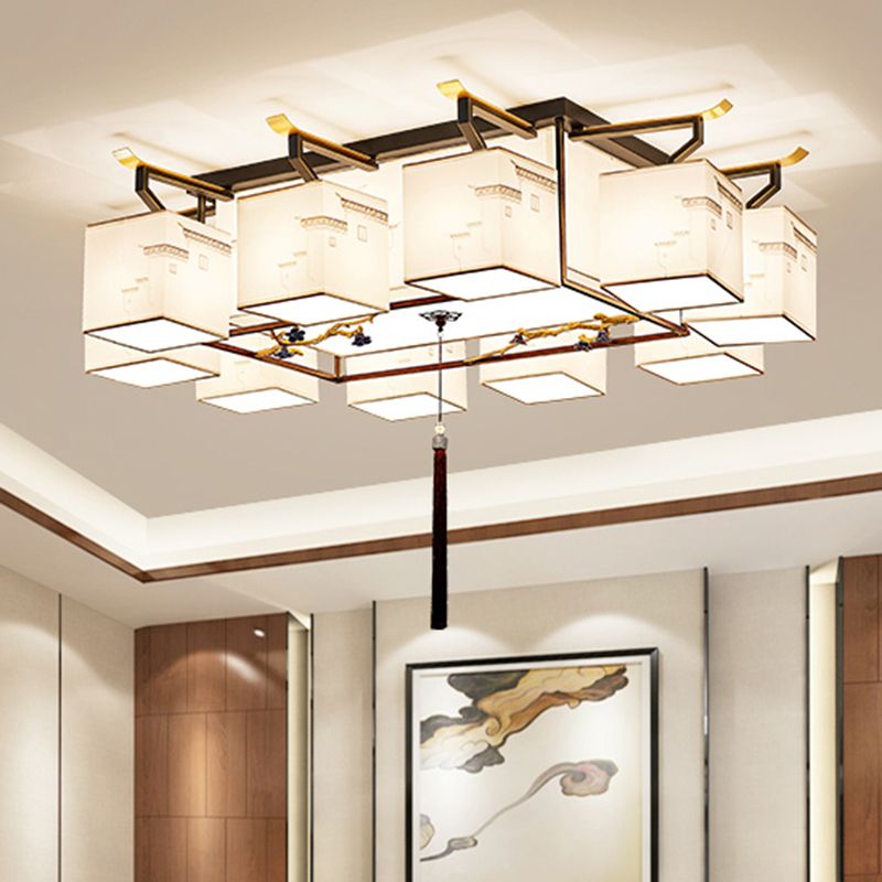Luminaire encastré en tissu multi-lumières, luminaire de montage encastré de simplicité de Style chinois