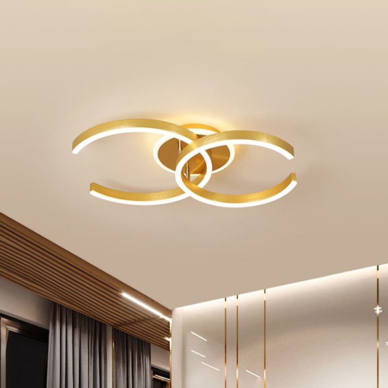 Moderne stijlvolle Dual C plafondlamp aluminium hotel 20,5/23 inch brede LED inbouw in goud, warm/wit licht