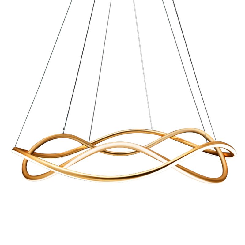 Waving Chandelier Pendant Lights Modern Metal Chandeliers in Gold Finish