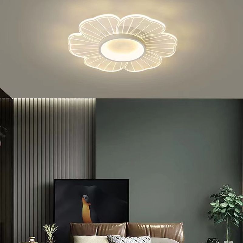Flower Shape Flush Mount Modern Style Acrylic 1 Lights Led Flush Mount in White