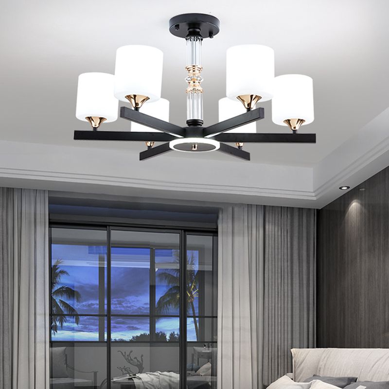 Modern Black Chandelier Metal Multi Light Chandelier Pendant with Glass for Living Room