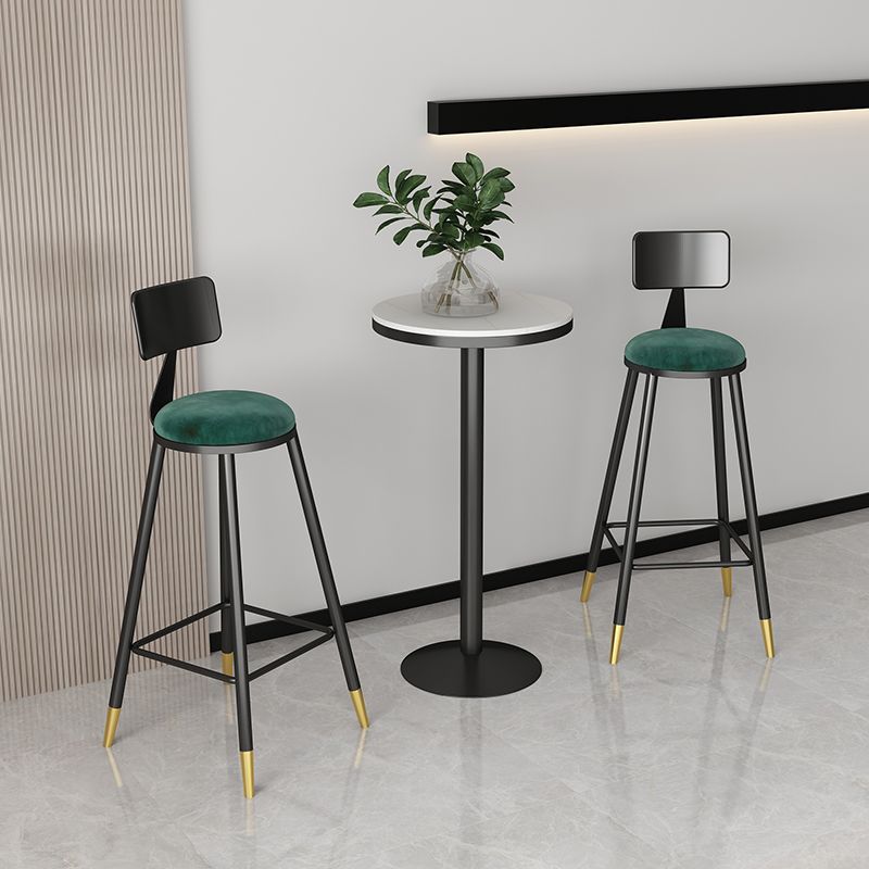 Nordic Iron Low Rücken Barstool einfacher Innenhocker mit runden Polster