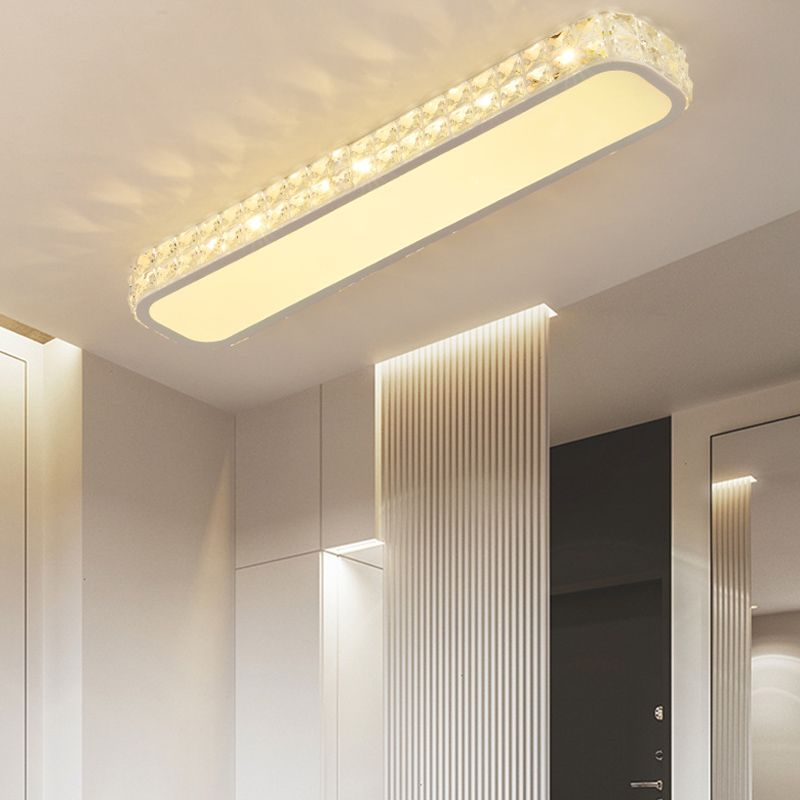 Lampe encastrée oblongue en cristal simplicité LED luminaire de plafond pour couloir