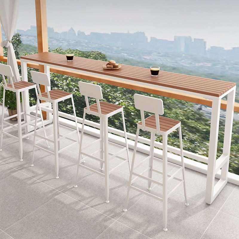 Contemporary Style Counter Stool Square Wood Bar Stool with Footrest