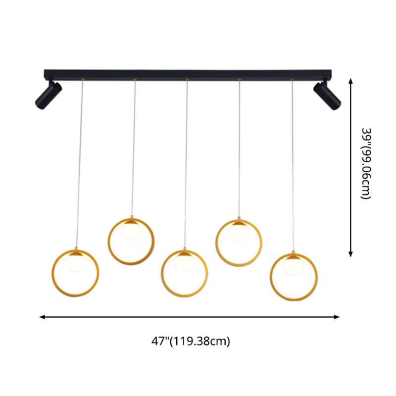 Contemporánea LED PIEL PIELLA Luz de la isla Black Circle Light con sombra de metal