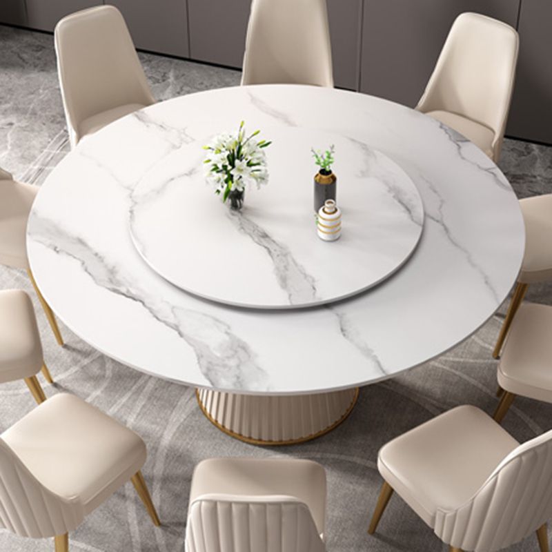 Stone Pedestal Table Contemporary Round Dining Table for Dinner Kitchen Home
