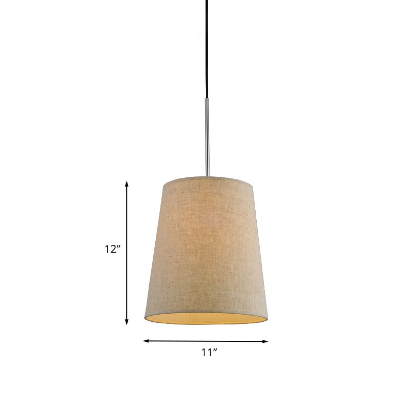 Minimaliste à 1 lumière Lumière Pendre en lin de lin et à la lumière du pendule battant avec lampe à lampe en tissu