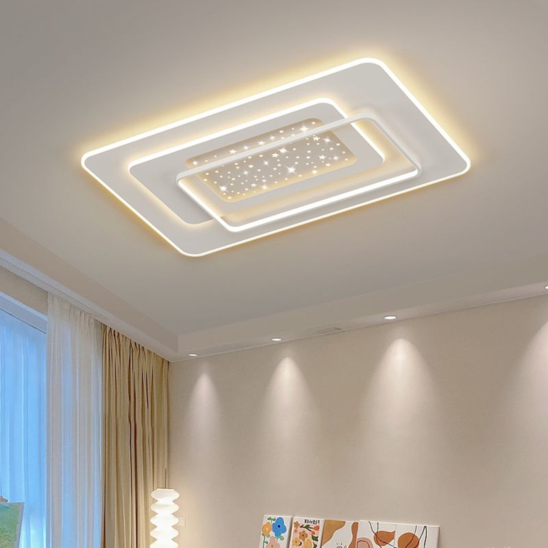 LED Metal Flush Mount Modern Geometric Shape Ceiling Light with Acrylic Shade for Bedroom
