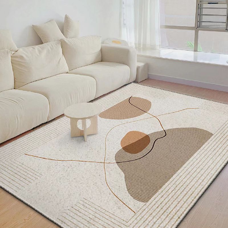 Light Grey Modern Rug Polyester Line Indoor Rug Stain Resistant Rug for Home Decor