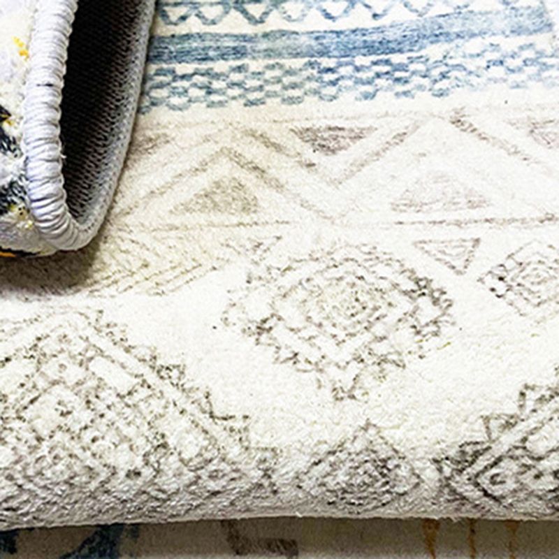 Apricot Square Pattern Rug Polyester Modern Rug Washable Rug for Living Room