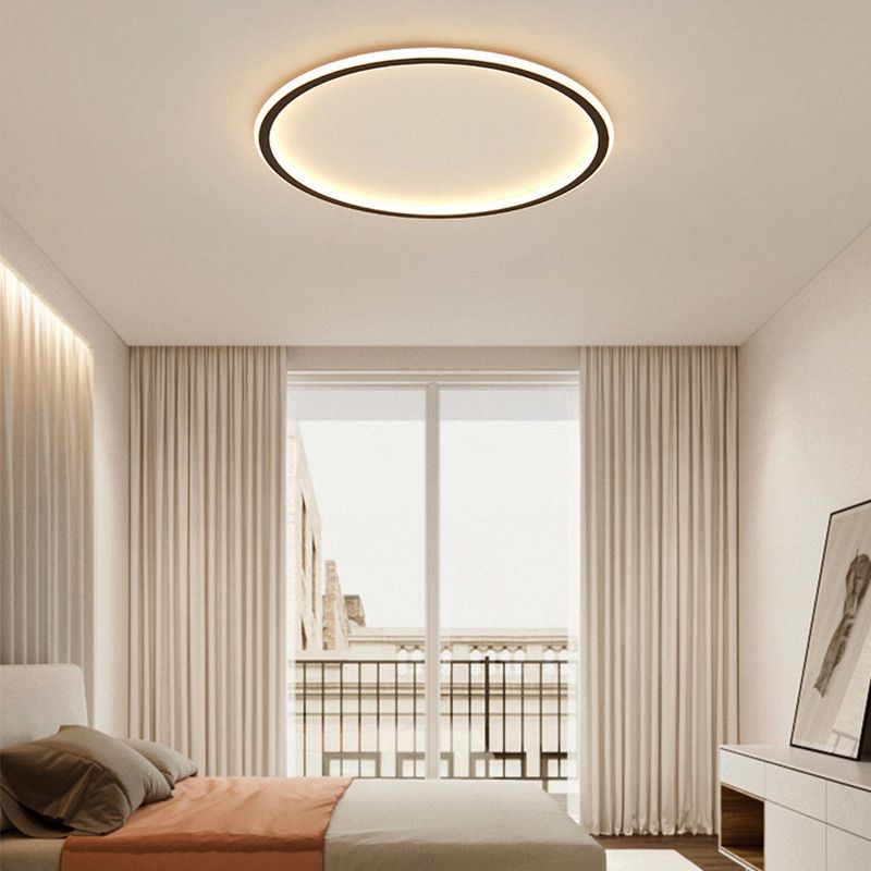 Plafonnier LED de simplicité moderne, montage circulaire en aluminium avec abat-jour en silicone