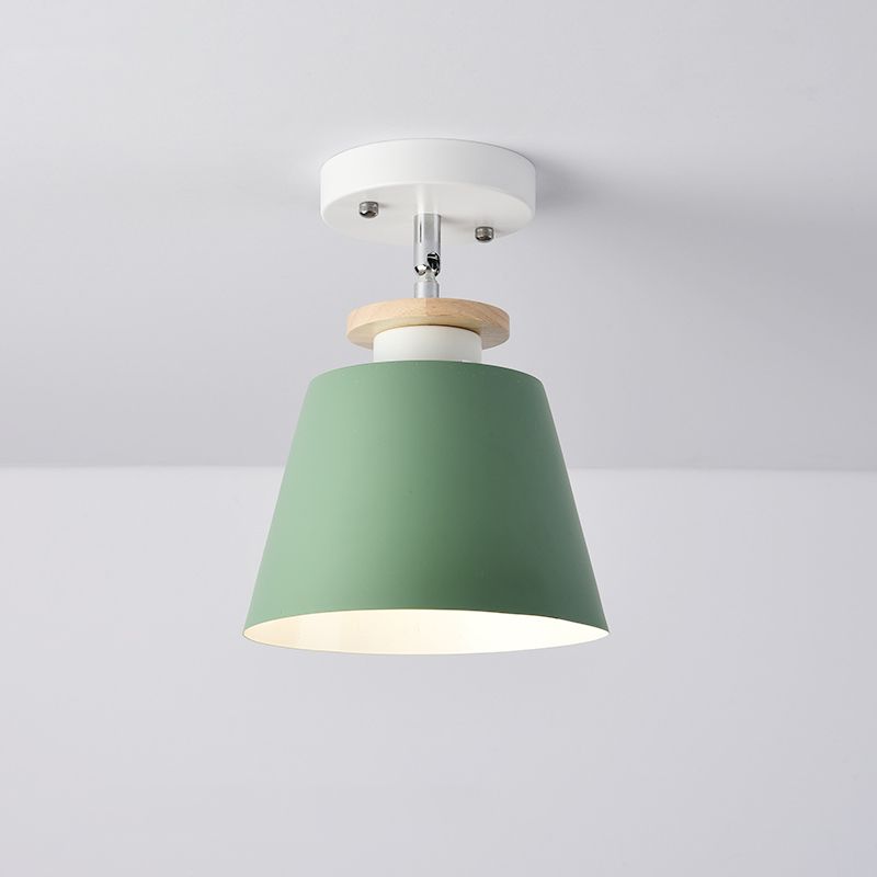 Upside-Down Trifle Ceiling Flush Light Macaron Metal 1-Light Corridor Adjustable Semi Flush Mount Lighting