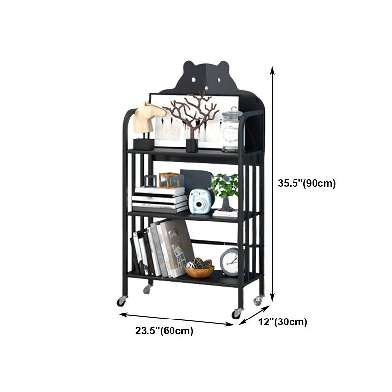 Modern Style Bookshelf Open Back Metal Bookcase with Caster Wheels
