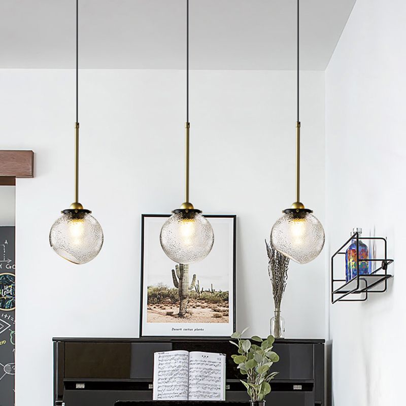 Modern 1 Bulb Hanging Light Gold Sphere Ceiling Suspension Lamp with Water Glass Shade
