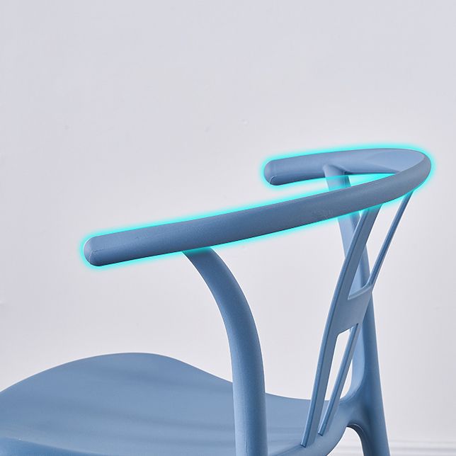 Sillas de comedor escandinavas de plástico sin brazos, silla auxiliar de comedor apilable (juego de 4)